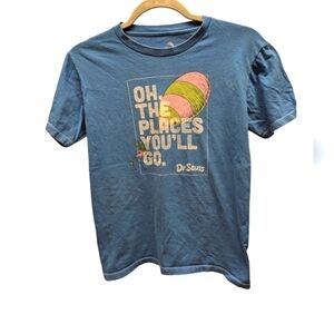 Dr. Suess YOUTH T-shirt medium blue Oh the places you'll go!